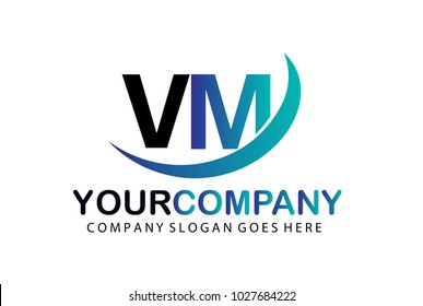 Initial Letter VM Logo Concept