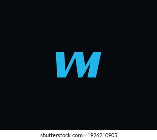 Initialbuchstaben VM-Logo-Design mit schwarzem Hintergrund, Vektorgrafik-Vorlage