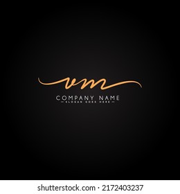 Initial Letter VM Logo - Handwritten Signature Style Logo