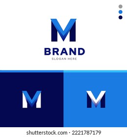 Initial letter VM MV technology digital creative concept logo design, computer company idea template vector