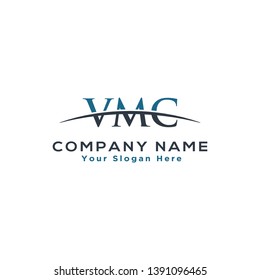 Initial letter VMC, overlapping movement swoosh horizon logo company design inspiration in blue and grey color vector