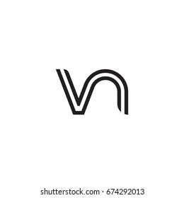Initial letter vn, linked outline rounded lowercase, monogram black