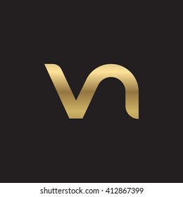 initial letter vn linked round lowercase logo gold black background