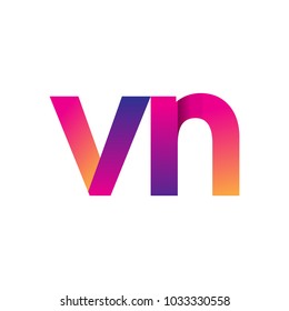 Initial Letter VN Logo Lowercase, magenta and orange, Modern and Simple Logo Design.