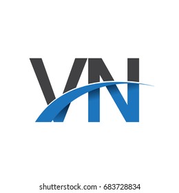 initial letter VN logotype company name colored blue and grey swoosh design. vector logo for business and company identity.
