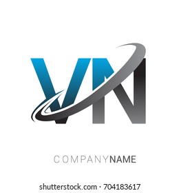 initial letter VN logotype company name colored blue and grey swoosh design. logo design for business and company identity.