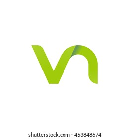 initial letter vn modern linked circle round lowercase logo green