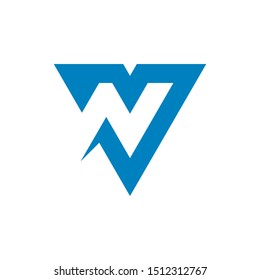Initial letter VN or NV logo template colored blue triangle design for business and company identity, eps 10