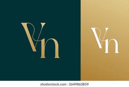 Initial letter VN NV logo design vector illustration for couple, wedding, and business