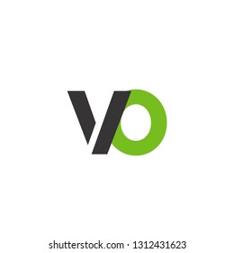Initial Letter VO Linked Circle Lowercase Logo Black Green Icon Design Template Element - Vector