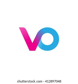 initial letter vo linked round lowercase logo pink blue purple