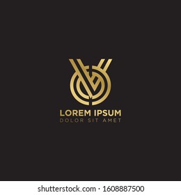 Initial Letter VO linked uppercase overlap modern gold logo vector design template. Suitable for business, consulting group company.