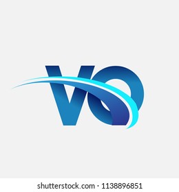 initial letter VO logotype company name colored blue and swoosh design. vector logo for business and company identity.