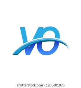 initial letter VO logotype company name colored blue and swoosh design. vector logo for business and company identity.