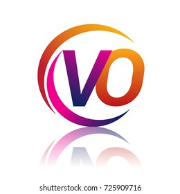initial letter VO logotype company name orange and magenta color on circle and swoosh design. vector logo for business and company identity.