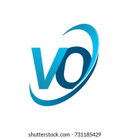 initial letter VO logotype company name colored blue swoosh design concept. vector logo for business and company identity.