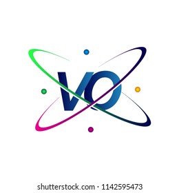 initial letter VO logotype science icon colored blue, red, green and yellow swoosh design. vector logo for business and company identity.
