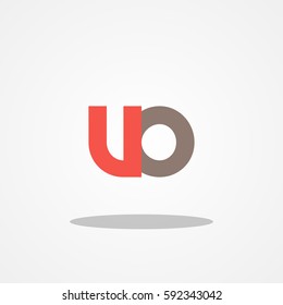 Initial letter VO lowercase logo design template red brown