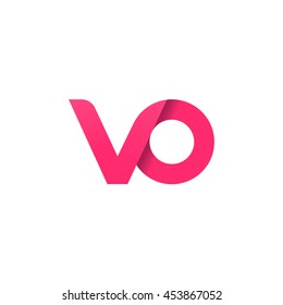 initial letter vo modern linked circle round lowercase logo pink