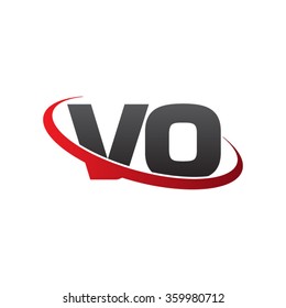 initial letter VO swoosh ring company logo red black