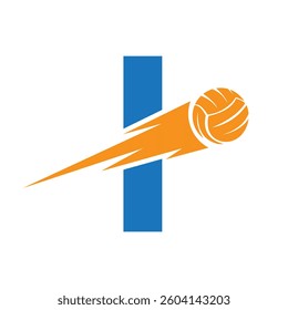 Initial Letter I Volleyball Logo Design With Speed Symbol. Volleyball Logo For Academy and Club Sign