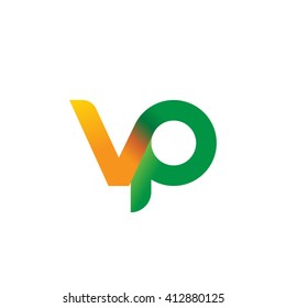 initial letter vp linked round lowercase logo orange green