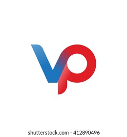initial letter vp linked round lowercase logo blue red