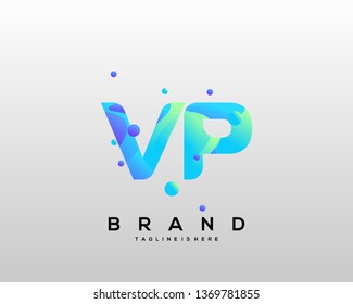 Initial letter VP logo with colorful background, letter combination logo design for creative industry, web, business and company. - Vector