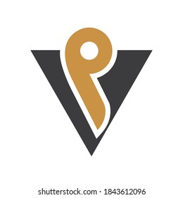 Initial letter vp logo or pv logo vector design template