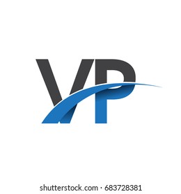initial letter VP logotype company name colored blue and grey swoosh design. vector logo for business and company identity.
