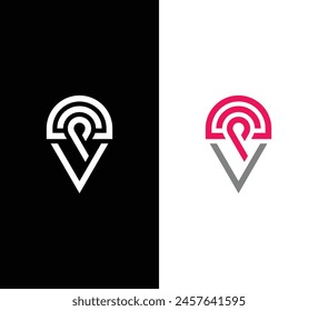 Initial letter VPD or DPV or VP line logo design template illustration