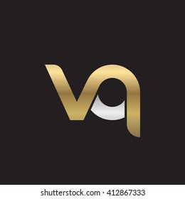 initial letter vq linked round lowercase logo gold silver black background