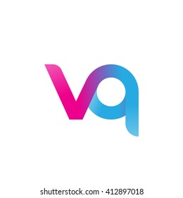 initial letter vq linked round lowercase logo pink blue purple