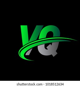 initial letter VQ logotype company name colored green and black swoosh design. vector logo for business and company identity.