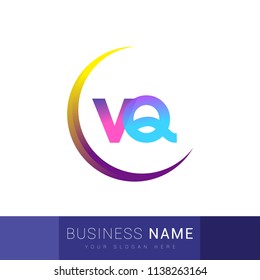 initial letter VQ logotype company name, coloreful and swoosh design. vector logo for business and company identity.
