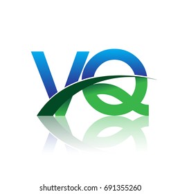 initial letter VQ logotype company name colored blue and green swoosh design. vector logo for business and company identity.
