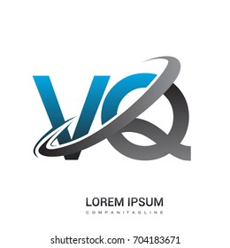 initial letter VQ logotype company name colored blue and grey swoosh design. logo design for business and company identity.
