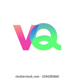 Initial Letter VQ Lowercase Logo green, pink and Blue, Modern and Simple Logo Design.