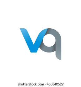 initial letter vq modern linked circle round lowercase logo blue gray