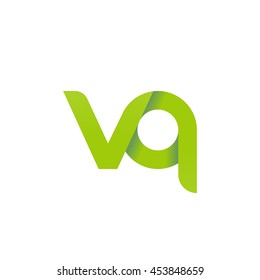 initial letter vq modern linked circle round lowercase logo green