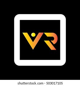 initial letter VR linked design logo yellow