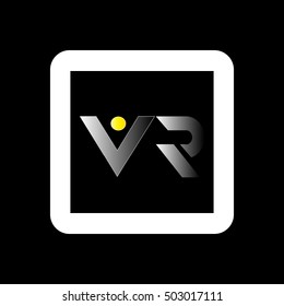 initial letter VR linked design logo silver