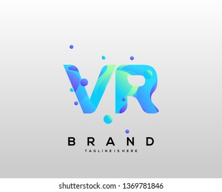 Initial letter VR logo with colorful background, letter combination logo design for creative industry, web, business and company. - Vector