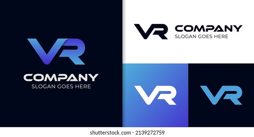  letra inicial VR Modelo de diseño vectorial de logotipo para diseño de identidad de realidad virtual