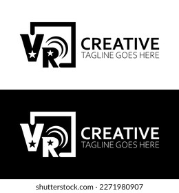 Initial Letter VR logo design template With Box