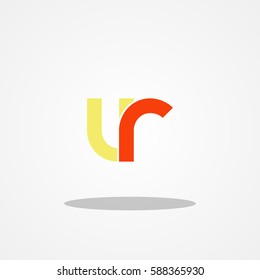 Initial letter VR lowercase logo design template soft yellow red