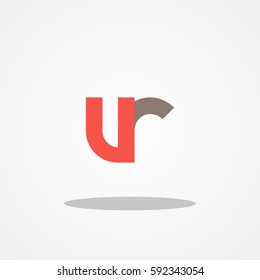 Initial letter VR lowercase logo design template red brown