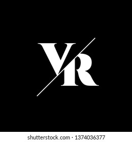 Initial Letter VR Monogram Sliced. Logo template isolated on black background