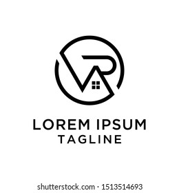 Initial Letter VR rounded with real estate logo template