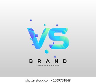 Initial letter VS logo with colorful background, letter combination logo design for creative industry, web, business and company. - Vector